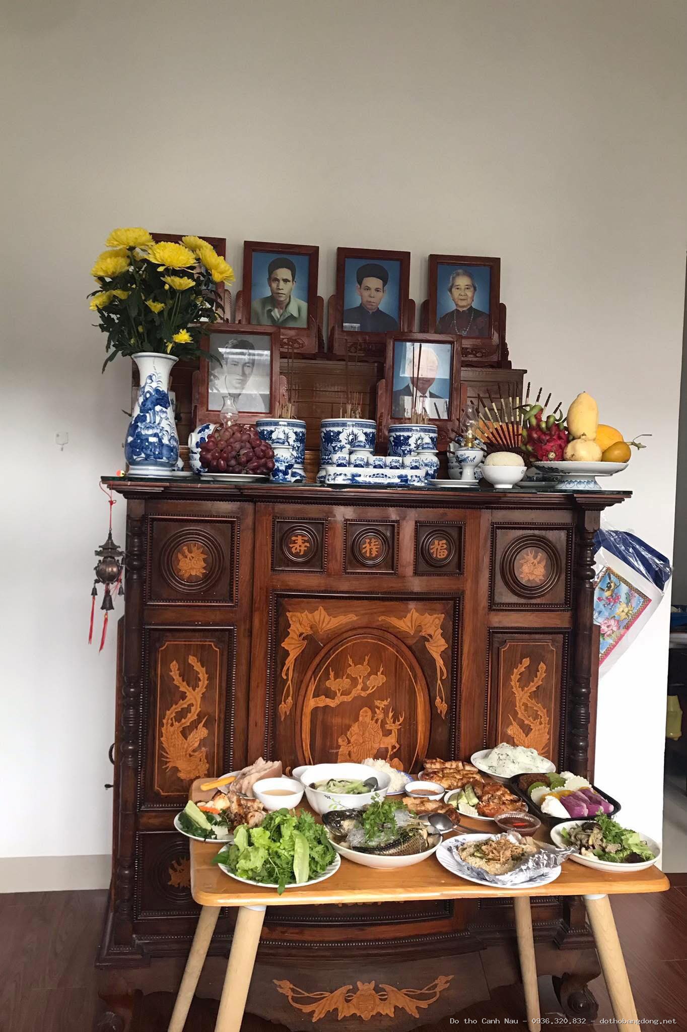 Bàn thờ đứng gỗ sồi màu nguyên bản mẫu vai vạn - Đồ thờ Sơn Vũ